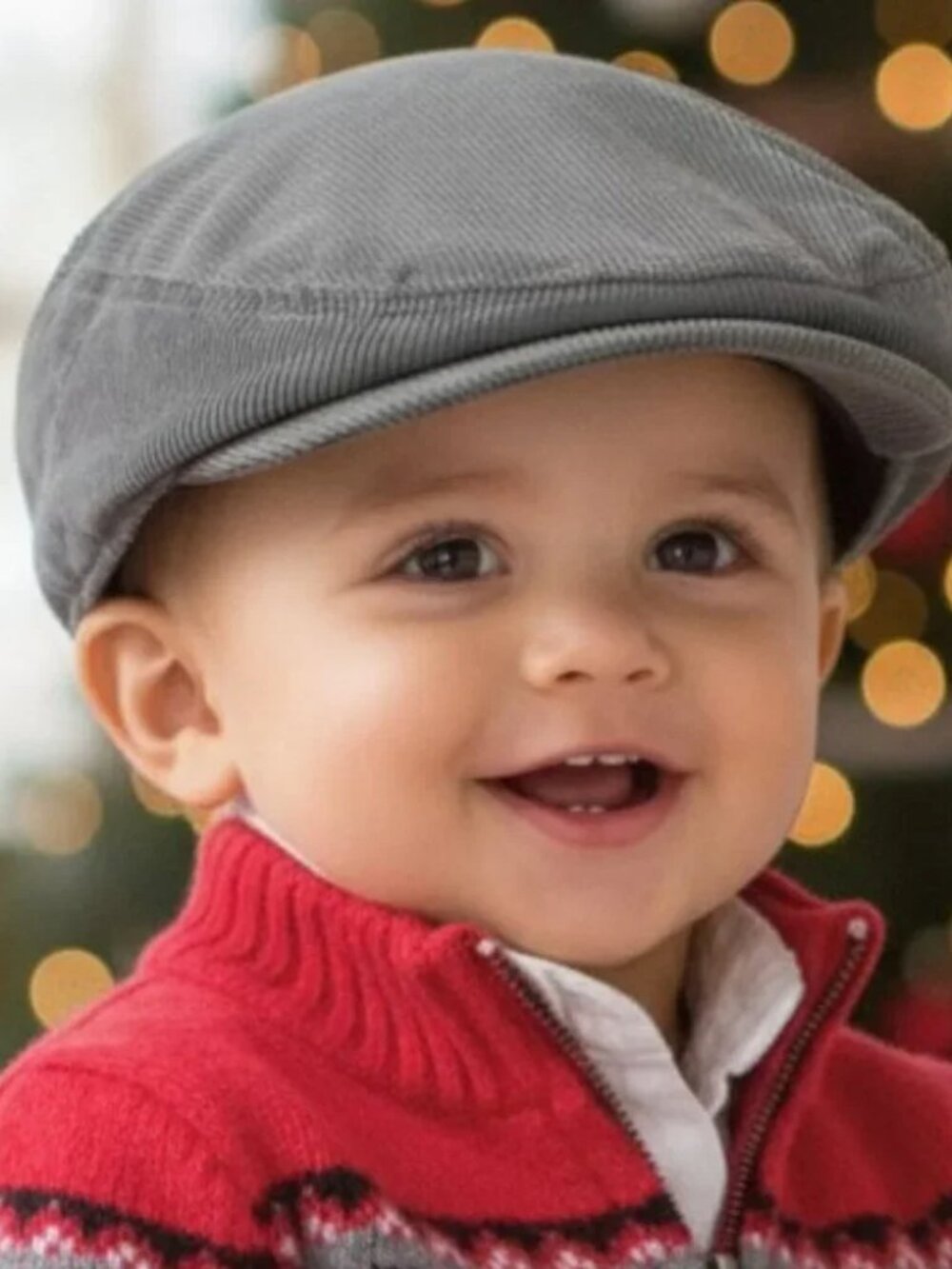 OLD NAVY Gray Corduroy Cabbie Hat Baby Boy 12 24 months Driving Gatsby 2010